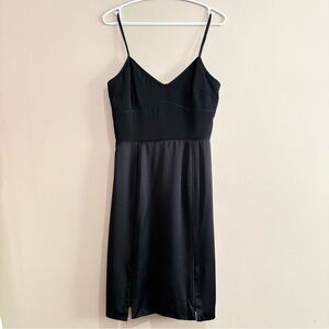 Phoebe 100% Silk Body & Trim Black Midi Dress LBD Perfect for Wedding Guests